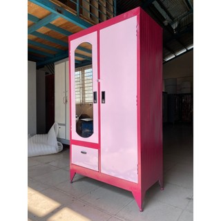 TỦ SẮT 2 CÁNH SƠN DẦU MÀU HỒNG CAO CẤP