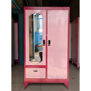 TỦ SẮT 2 CÁNH SƠN DẦU MÀU HỒNG CAO CẤP