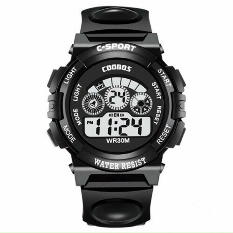 Đồng Hồ Trẻ Em COOBOS 0119 0919 Đen Chính Hãng Dáng Thể Thao Điện Tử Dành Cho Bé Trai Bé Gái
