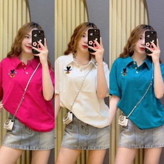 Bigsize 60-95kg Áo thun cottong tàu Mickey cổ trụ Nhi Bigsize Áo thun cổ bẻ form to rộng chất thun cottong co dãn