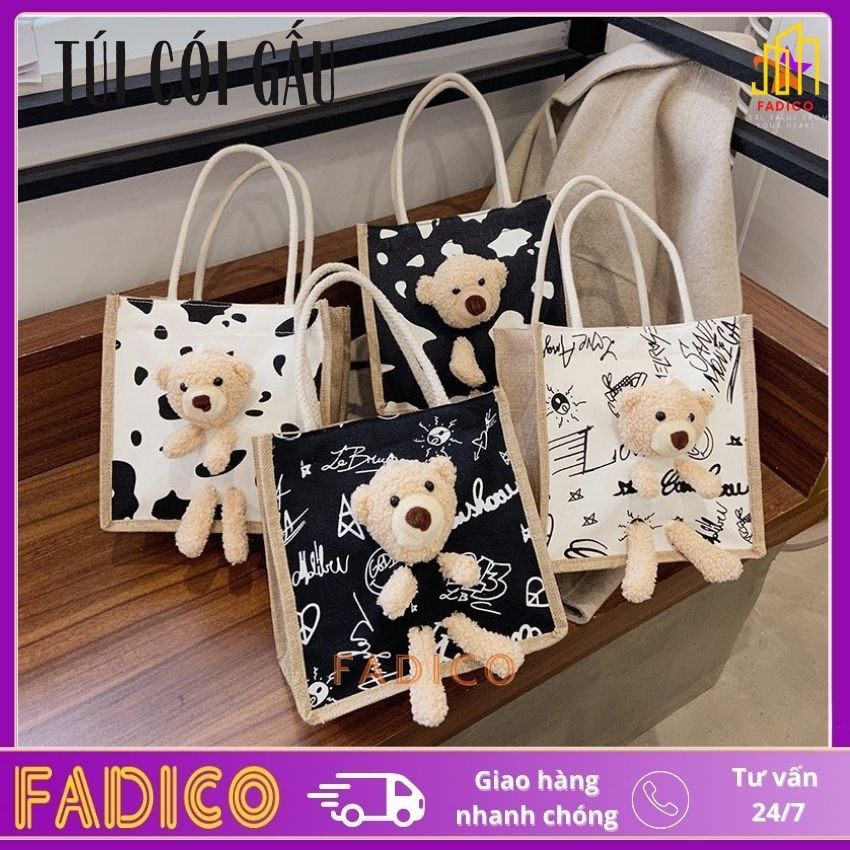 Túi Cói Hình Gấu Bông Dễ Thương-Túi cói đi biển đi chơi phù hợp nhiều hoàn cảnh-Túi Vintage-FADICO