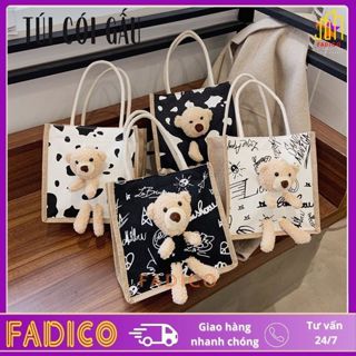Túi Cói Hình Gấu Bông Dễ Thương-Túi cói đi biển đi chơi phù hợp nhiều hoàn cảnh-Túi Vintage-FADICO
