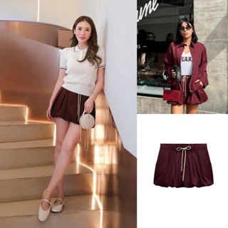 Chân váy bồng bí đỏ buộc eo Zara xuất C063