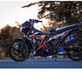 Tem rời Satria đen đỏ cam racing