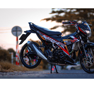 Tem rời Satria đen đỏ cam racing