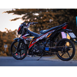 Tem rời Satria đen đỏ cam racing