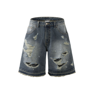 Quần đùi bò unisex ống rộng KMC HOMELESS distressed