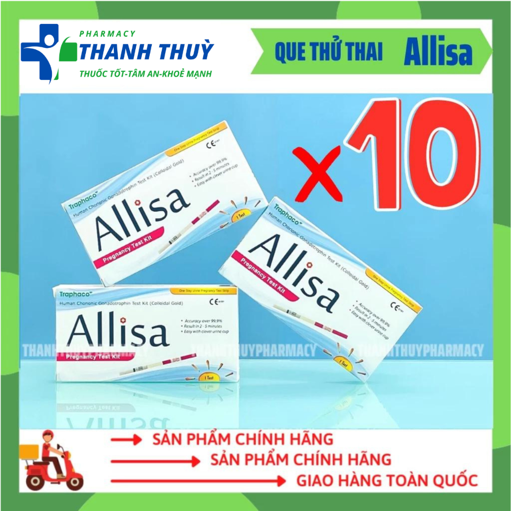 COMBO 10 Que Thử Thai Allisa Traphaco - Đạt Chuẩn Xuất Sang Châu Âu - Nhanh Chóng Chính Xác Mọi Thời Điểm Trong Ngày