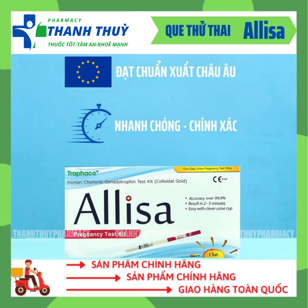 COMBO 10 Que Thử Thai Allisa Traphaco - Đạt Chuẩn Xuất Sang Châu Âu - Nhanh Chóng Chính Xác Mọi Thời Điểm Trong Ngày