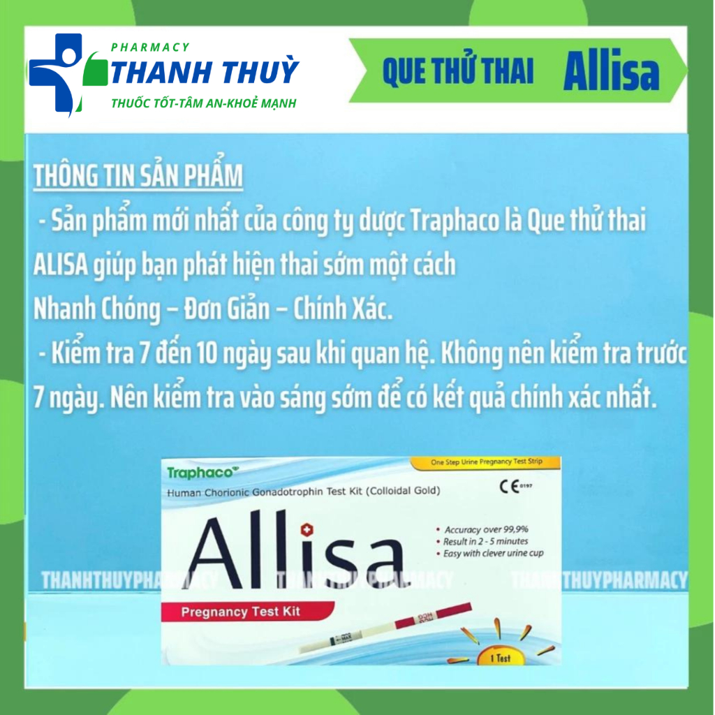 COMBO 10 Que Thử Thai Allisa Traphaco - Đạt Chuẩn Xuất Sang Châu Âu - Nhanh Chóng Chính Xác Mọi Thời Điểm Trong Ngày