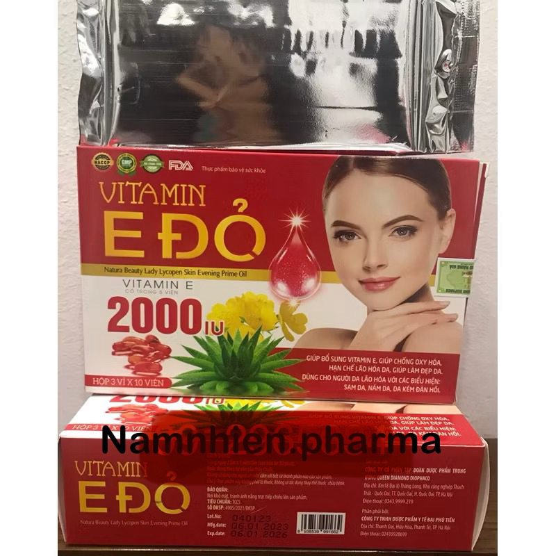 Viên uống Vitamin E đỏ 2000iu tinh dầu thông đỏ giúp giảm nám trắng sáng da bổ trứng hỗ trợ sinh sản hiệu quả chính hãng