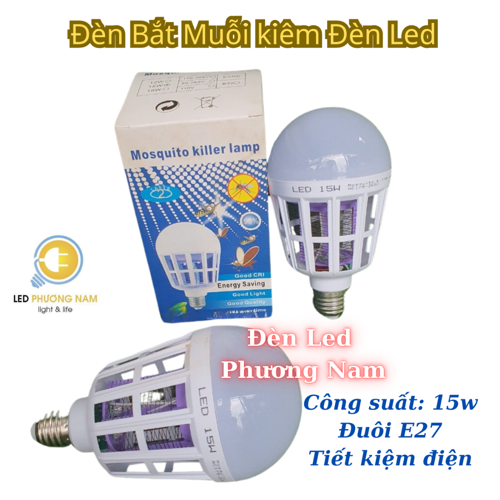 Đèn Bắt Muỗi Kiêm Đèn Led 15w