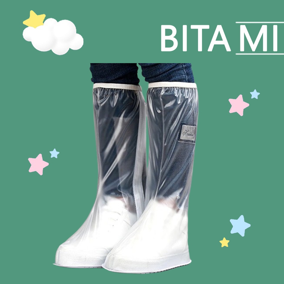 Ủng đi mưa thông minh chống nước, bọc giày đi mưa dành cho nam và nữ, chống trượt cổ cao, có khóa kéo ôm chân