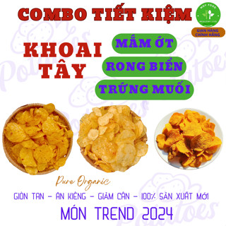 ⭕COMBO TIẾT KIỆM 3 LOẠI ⭕ 100gr Khoai Tây Mắm Ớt, Khoai Tây Rong Biển, Khoai Tây Trứng Muối