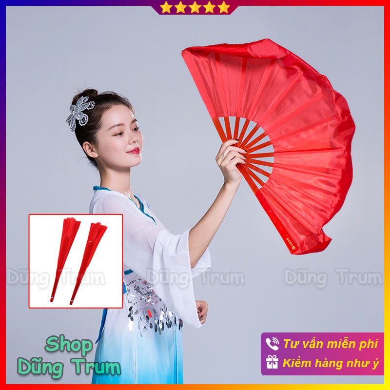 Quạt múa văn nghệ một màu nan nhựa siêu bền và đẹp (1 đôi)