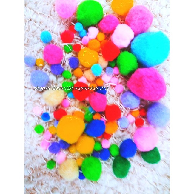 Pompom viên hỗn hợp 5 kích thước
