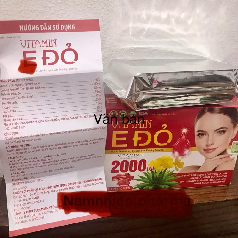 Viên uống Vitamin E đỏ 2000iu tinh dầu thông đỏ giúp giảm nám trắng sáng da bổ trứng hỗ trợ sinh sản hiệu quả chính hãng