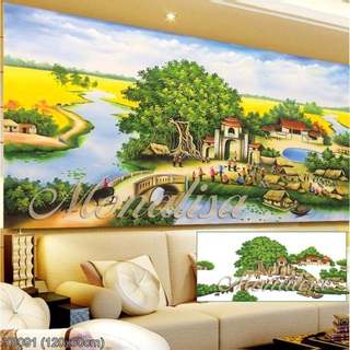 Tranh đính đá làng quê Việt Nam