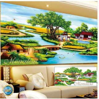 Tranh đính đá làng quê Việt Nam