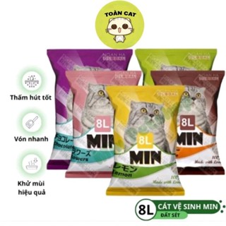 Cát vệ sinh cho mèo Cát Min 8L siêu vón, siêu khử mùi, tiết kiệm.