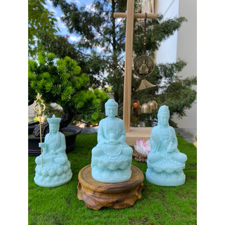  Bộ 3 tượng Tam Thánh 10cm gồm Phật A Di Đà không đế Bồ Tát Quán Âm Địa Tạng Bồ Tát trang trí thờ tự nhỏ decor 
