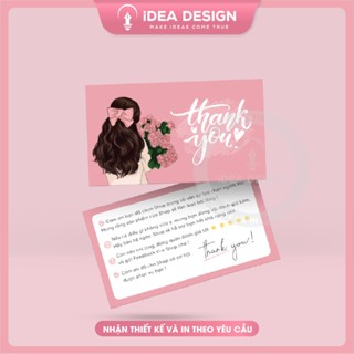 Thiệp cảm ơn, thank you card mẫu cô gái - Size 9x5.4cm - Giấy C300 - Cán màng mờ 2 mặt - card cám ơn Cô gái nhiều màu