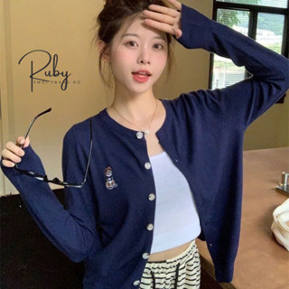 Áo khoác len nữ , áo khoác cardigan nữ dài tay len mongtoghi cổ tròn thêu gấu, ngựa THỜI TRANG Ulzzang hàng QC