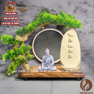 Tượng phật DI LẶC,  A DI ĐÀ ,  THÍCH CA ,CHÚ TIỂU  để bàn có đế gỗ và đèn hào quang - trưng bày tủ kính hoặc bàn thờ .