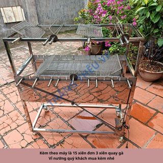 Máy nướng thịt chả bếp nướng than hoa quay gà vịt tự động tặng kèm 15 xiên đơn 3 xiên