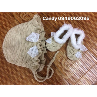 Combo giày + mũ len handmade cho bé