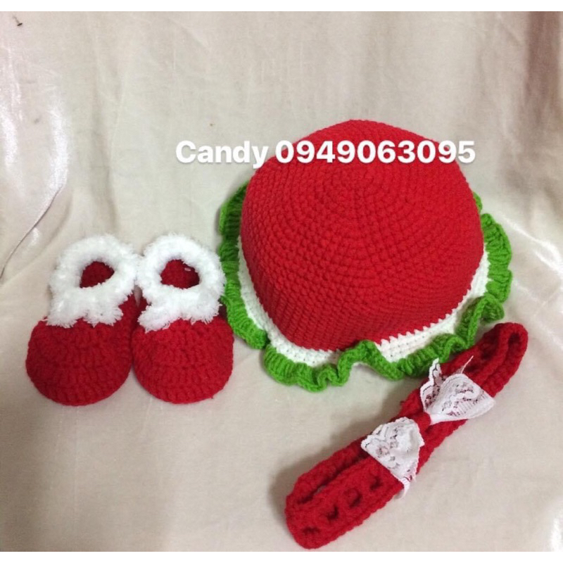 Combo giày + mũ len handmade cho bé