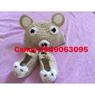 Combo giày + mũ len handmade cho bé