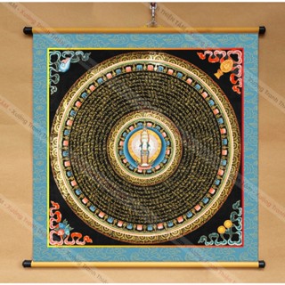 Tranh Chú Đại Bi Mandala (Thiên Thủ Thiên Nhãn Mandala) 40x40cm treo tường bằng vải bóng cao cấp, dày dặn