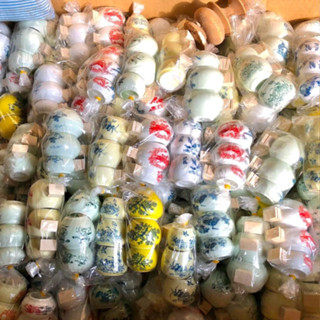 Cóng mào sứ chợ tai tre trơn Cóng ăn,uống lồng chim chào mào men bát tràng bộ 3 chiếc giá rẻ   - Quang Lồng Chim