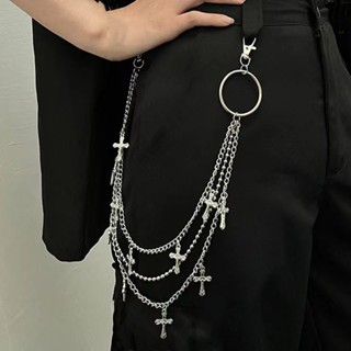  Vòng dây xích đeo thắc lưng quần váy nam nữ chữ thập đính đá kim cương nhân tạo 