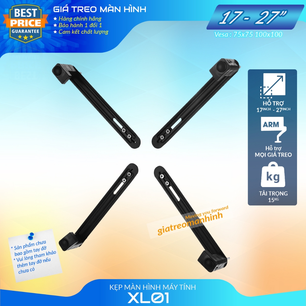 Kẹp Dành Cho Màn Hình Máy Tính - Không Có Lỗ Ốc Treo Vesa 14 - 27Inch XL01 Tương Thích Mọi Giá Treo