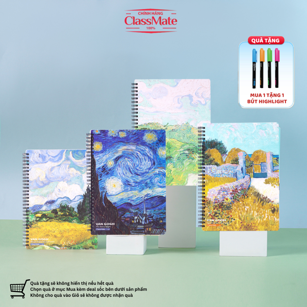 Sổ Lò Xo A5 160 Trang CLASSMATE VANGOGH,  Sổ Tay A5 Dòng Kẻ Chấm Dot Grid Định Lượng 100gsm 16-003A5