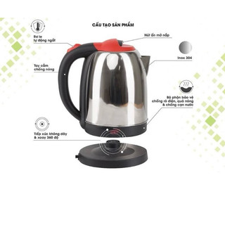 Ấm điện siêu tốc 1,8 lít inox 304  Rạng đông