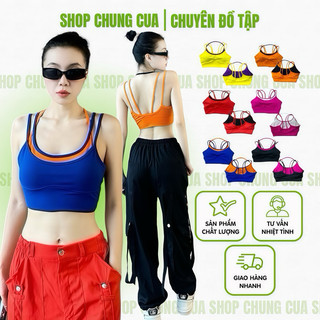 ÁO BRA PHA MÀU CỔ YẾM chất thun dành cho nữ tập gym, yoga, aerobic sport nhiều màu sắc lựa chọn