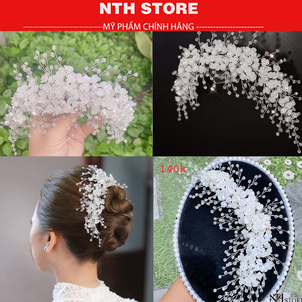 Cài hoa đá, bờm hoa cài tóc cô dâu