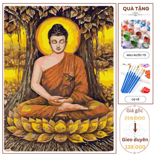  Tranh tô màu số hóa Phật Bồ Đề đã căng khung 40x50cm 