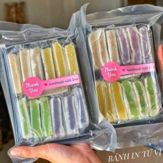 Bánh in dẻo mix 4 vị 500g 12 bánh( nhân dừa mè, đậu xanh lá dứa , đậu xanh sầu riêng, môn)