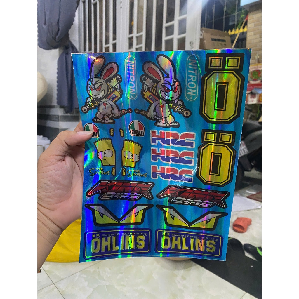 Tem LOGO STICKER Crom thỏ 7 màu dán trang trí xe máy