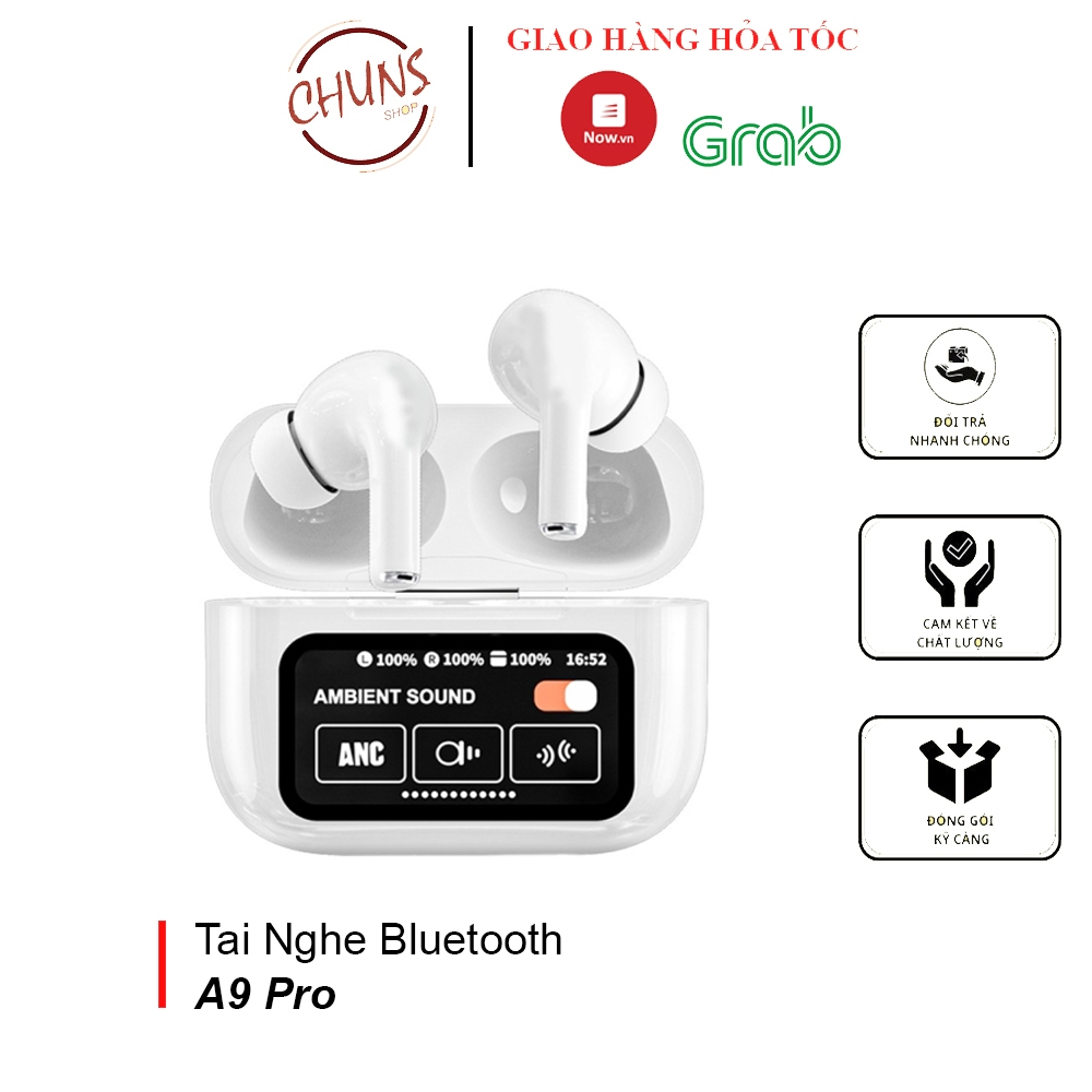 Tai Nghe Bluetooth A9, Có Màn Hình Led Kết Hợp Mic, Chống Ồn Chủ Động, Pin Cực Trâu, Chống Thấm Nước