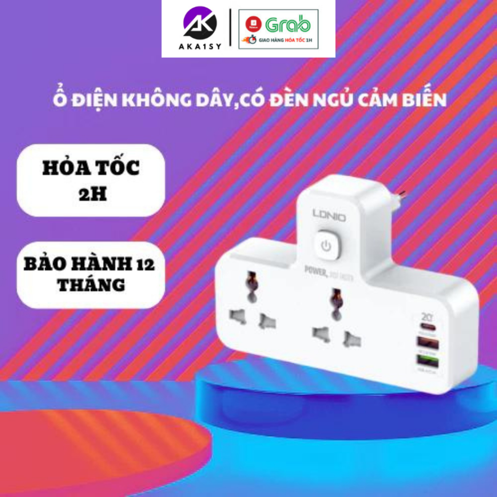 Ổ Cắm Điện Thông Minh SC2311,Cắm Tường Kèm Đèn Ngủ Cảm Biến,Tích Hợp Cổng Sạc Nhanh Type C và 2 USB,Chính Hãng AK1SY