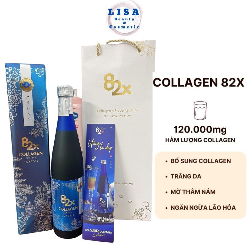 Nước Uống Đẹp Da 82x Classic, Sakura Premium Collagen & Placenta 500ml Nhật Bản.