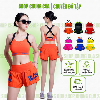 Bộ tập nữ ÁO BRA QUẦN ĐÙI W.GOR 2 lớp chất thun co giãn tập aerobic, Gym, Yoga Zumba, nhiều màu lựa chọn.
