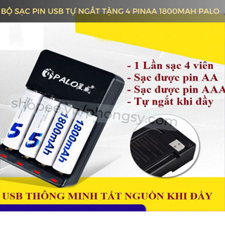 Combo Sạc Pin Và 4 Pin Tiểu Sạc Palo AA 1800mAh Cho Xe điều khiển, Đồ chơi, Chuột Máy Tính...
