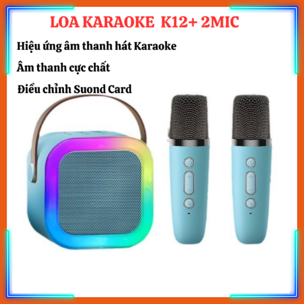Loa hát Karaoke K12 + tặng kèm 02 mic hát không dây âm thanh cực chất bảo hành 12 tháng