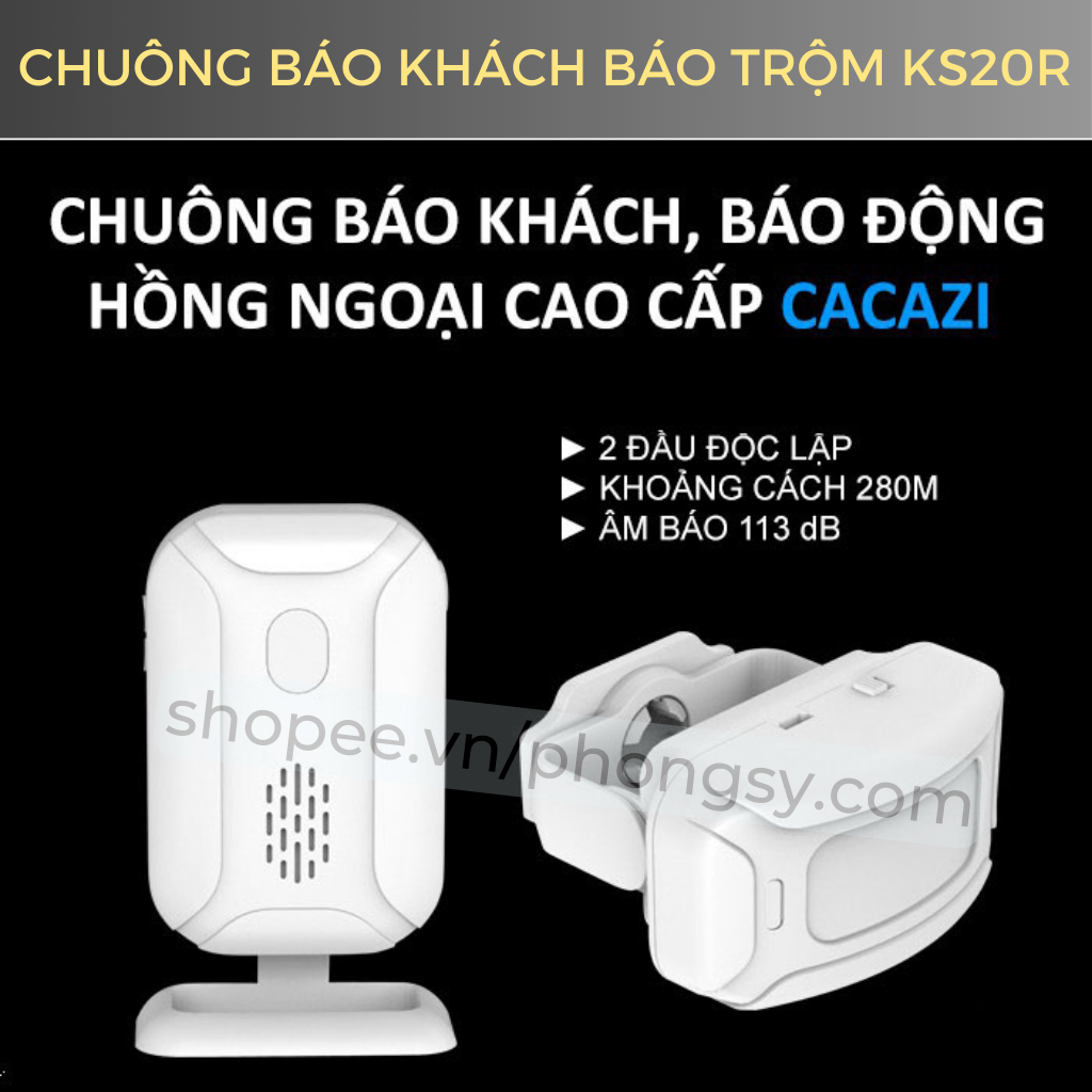 Chuông báo khách, báo động chống trộm hồng ngoại không dây KS-SF20R